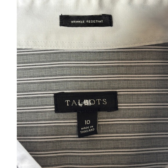 Talbots Wrinkle Resistant Striped Button Down Shirt Grey Womens 10 Career Siren - Picture 3 of 8